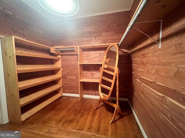 walk in closet featuring hardwood / wood-style floors