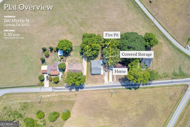 drone / aerial view featuring a rural view