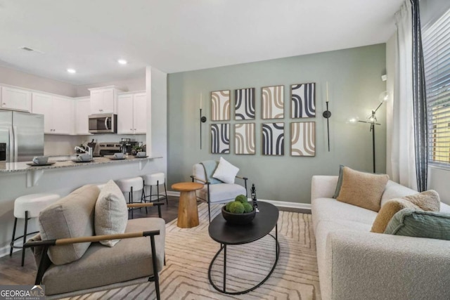 living room featuring light hardwood / wood-style floors