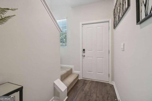 doorway to outside featuring dark hardwood / wood-style floors