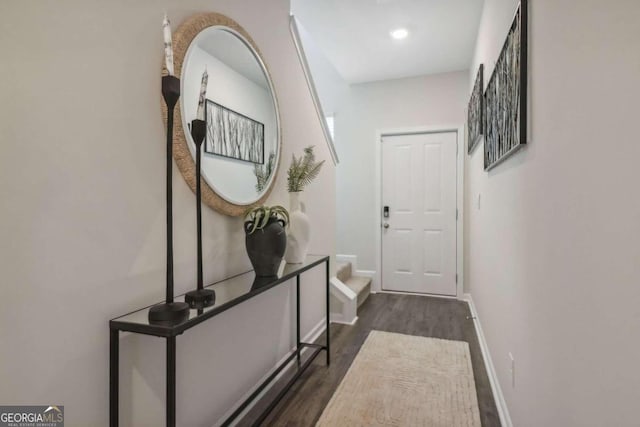 interior space featuring dark wood-type flooring