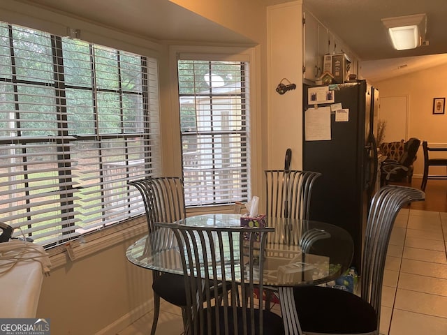 tiled dining room with a wealth of natural light