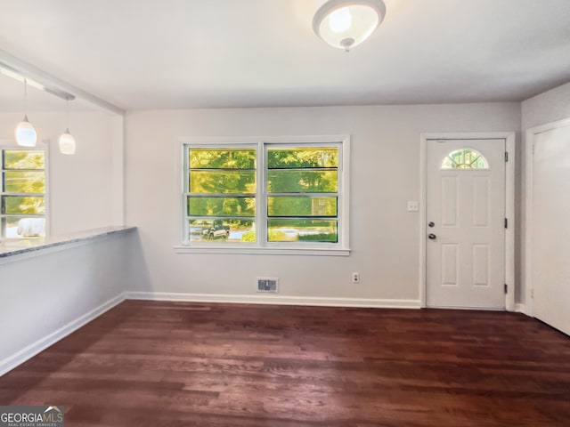 foyer entrance with dark hardwood / wood-style floors