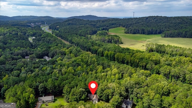 birds eye view of property with a mountain view