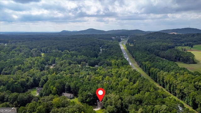 drone / aerial view with a mountain view