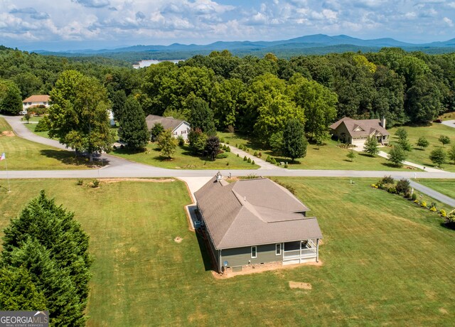 drone / aerial view with a mountain view