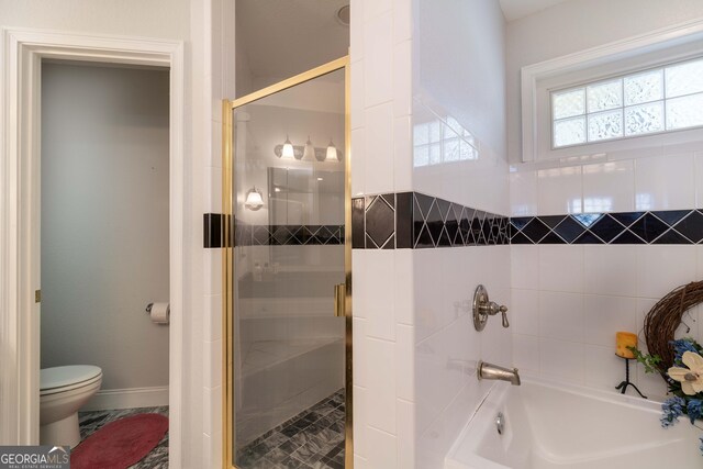 199 Colonsay Trce, Blairsville, GA 30512 - bathroom with a shower stall, toilet, and a bathtub