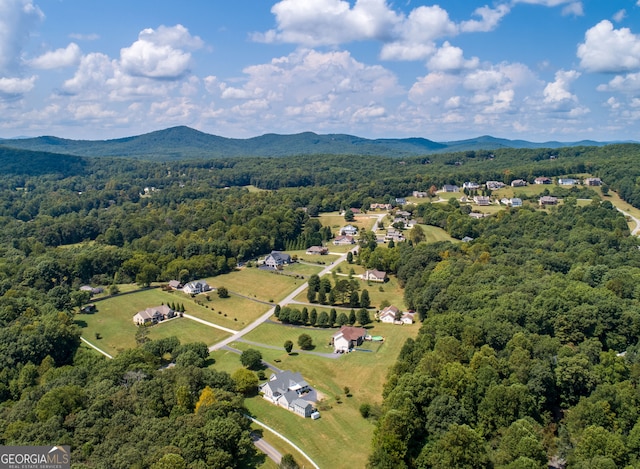 drone / aerial view with a mountain view