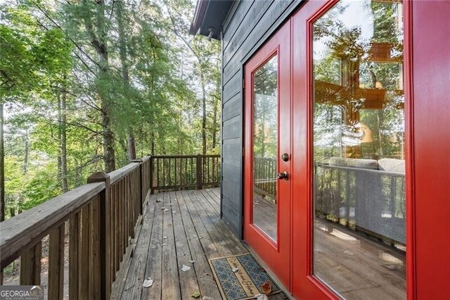 exterior space featuring dark hardwood / wood-style flooring