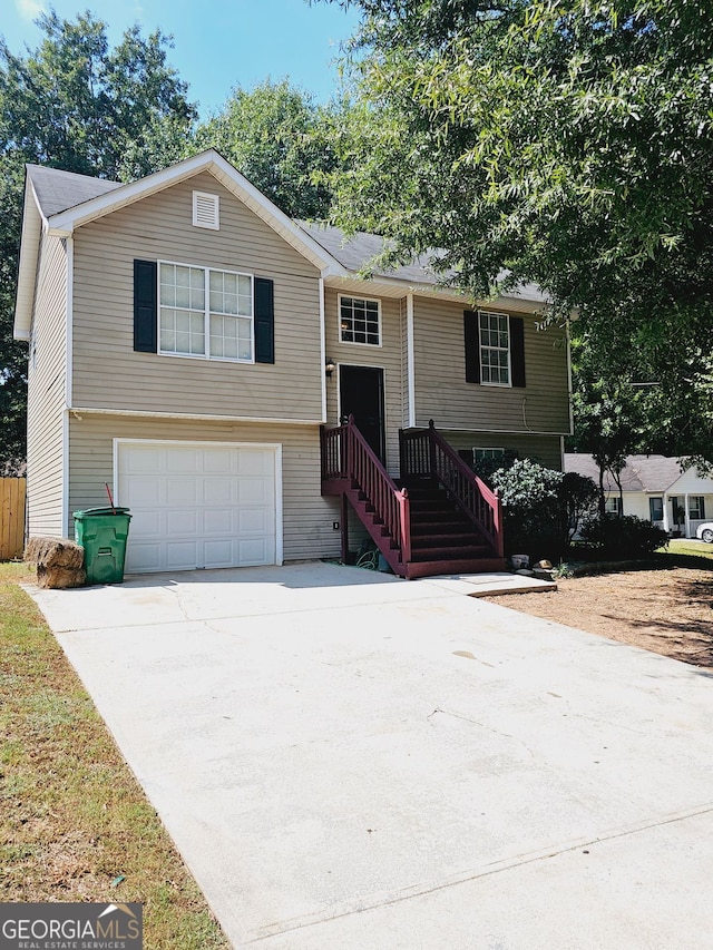 split foyer home with a garage