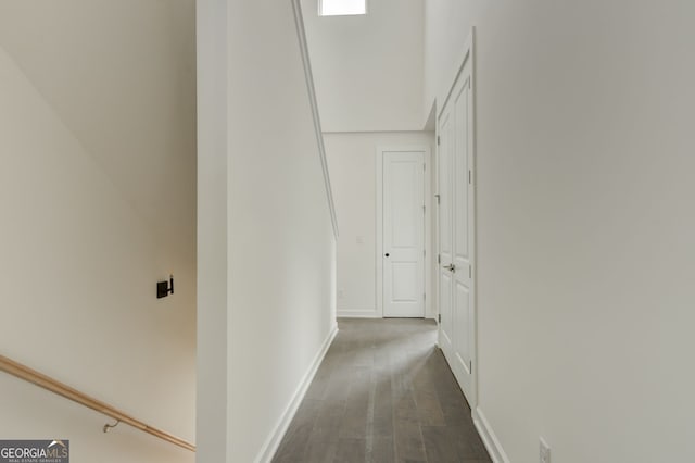 2029 Memorial Dr Unit 34, Atlanta, GA 30317 - corridor with baseboards, dark wood-style flooring, and a towering ceiling