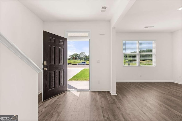 entrance foyer with plenty of natural light and hardwood / wood-style floors