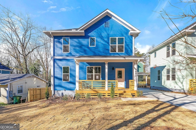 view of front property featuring a porch