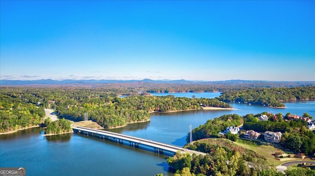 aerial view with a water and mountain view