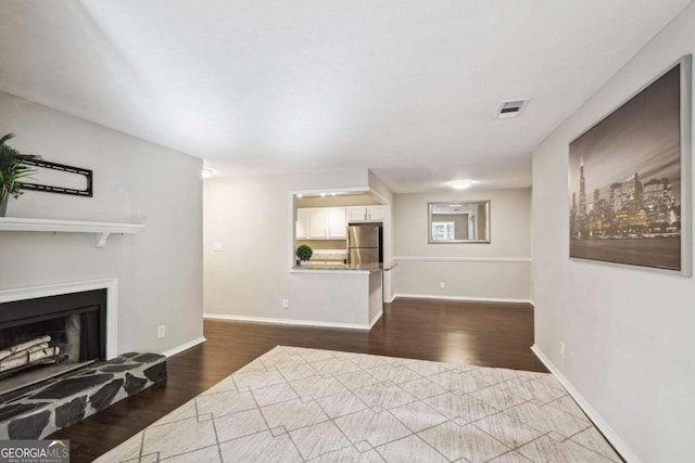 living room with hardwood / wood-style floors