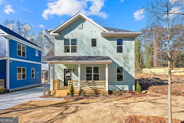 view of front property with covered porch