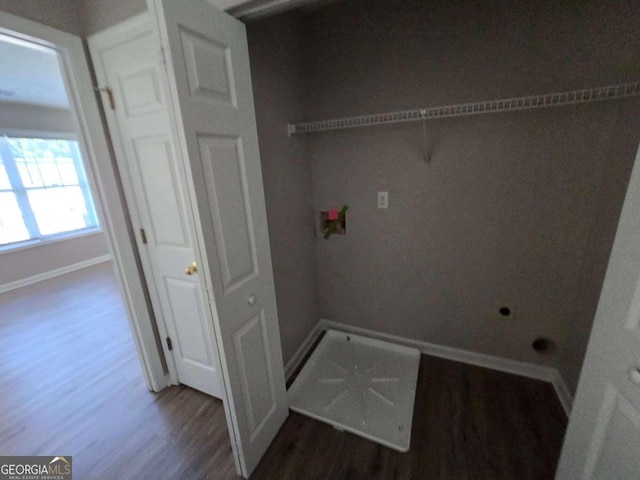 laundry room with hookup for a washing machine and wood-type flooring