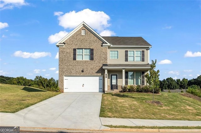 craftsman-style house with a garage and a front yard