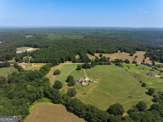 aerial view featuring a rural view