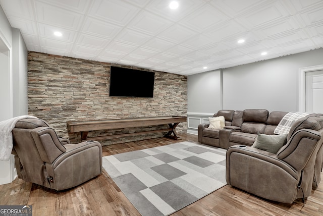 living room with light hardwood / wood-style floors