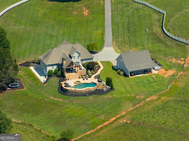 bird's eye view with a rural view