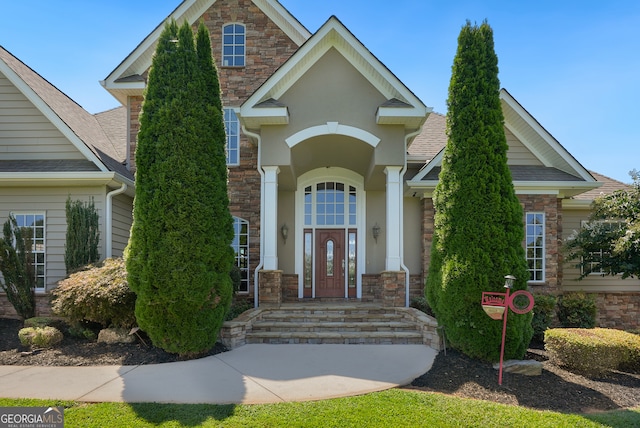 craftsman inspired home with french doors