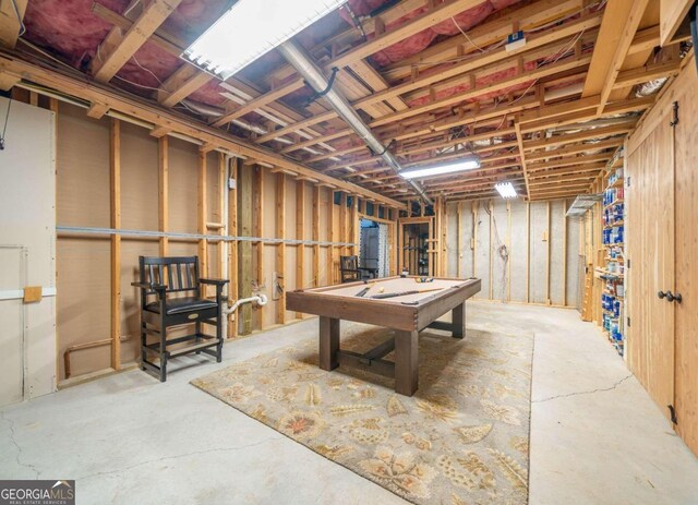 basement with pool table