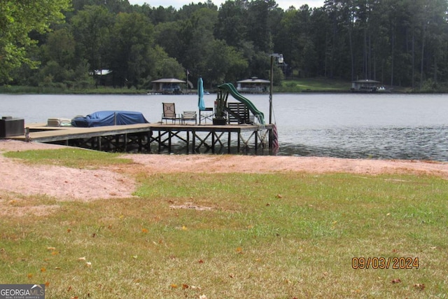 view of dock featuring a water view