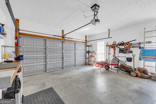 garage with a garage door opener