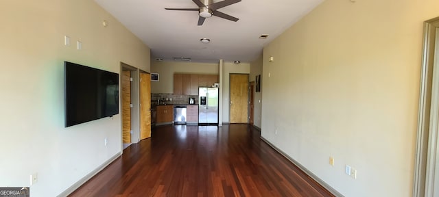 hallway featuring dark wood-type flooring