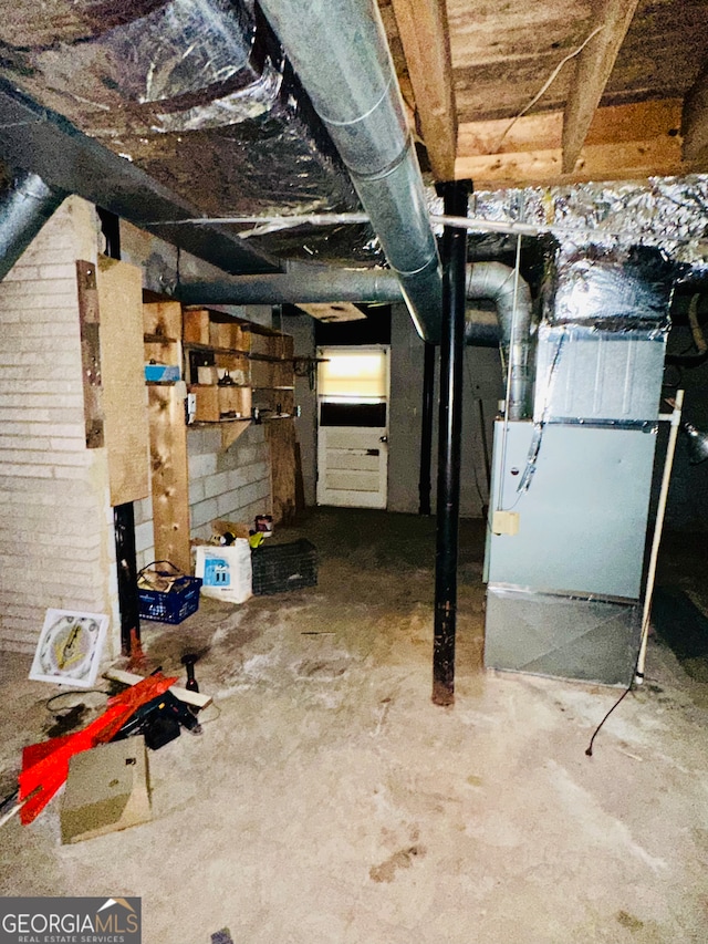 basement with heating unit