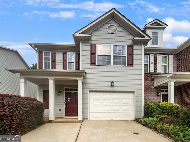 view of front of home with a garage