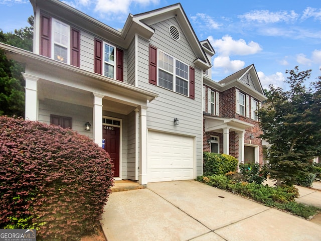 view of property with a garage