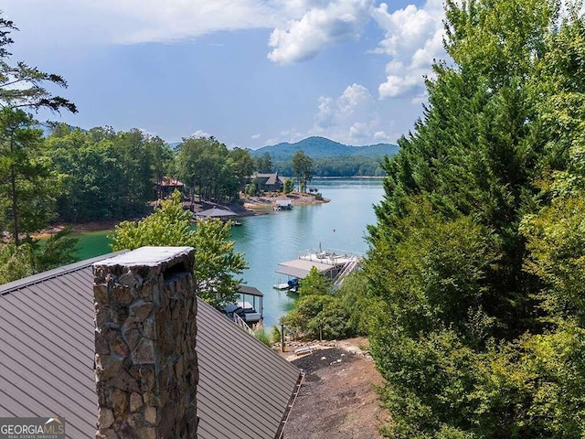 view of water feature with a mountain view