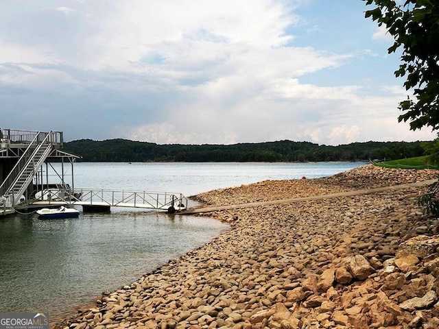 dock area featuring a water view