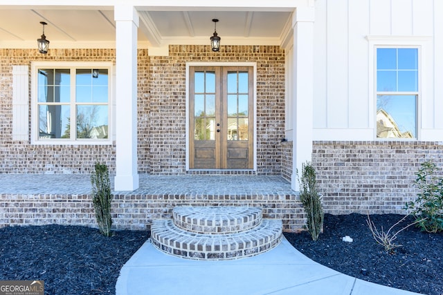 view of exterior entry with french doors