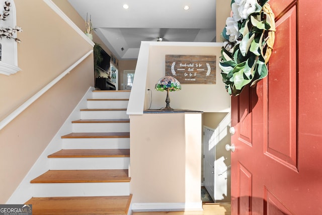 stairs with recessed lighting