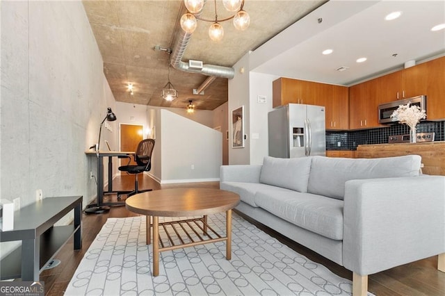 living room with light hardwood / wood-style flooring