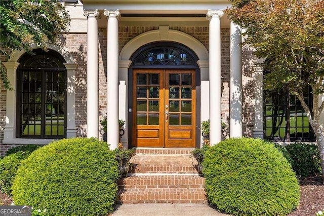 view of exterior entry with french doors