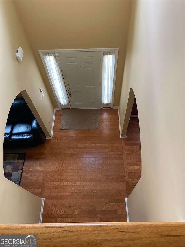 foyer entrance with wood-type flooring