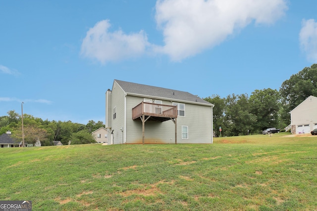 back of house with a yard