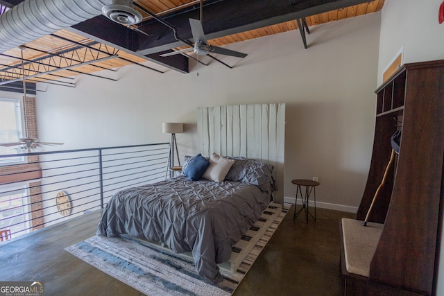 bedroom featuring ceiling fan