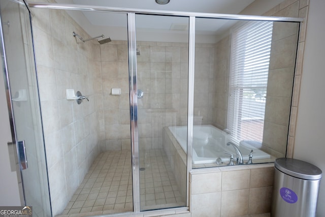 bathroom with independent shower and bath