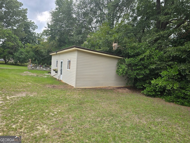 exterior space with an outbuilding