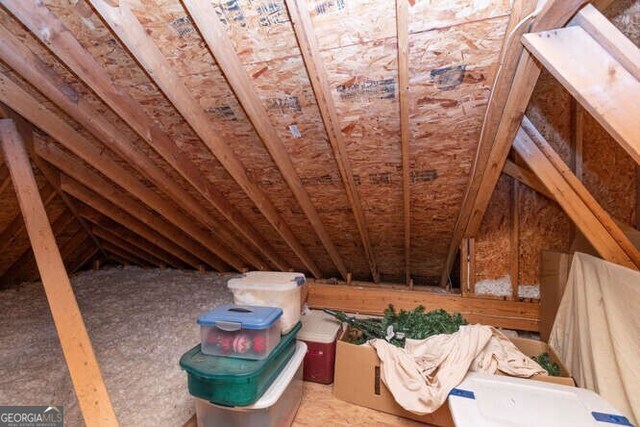 view of unfinished attic