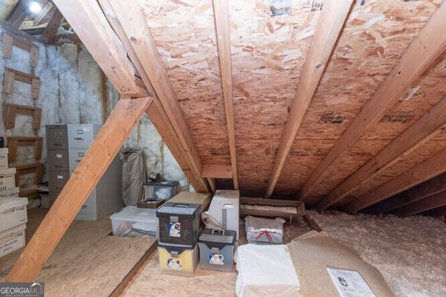 view of unfinished attic