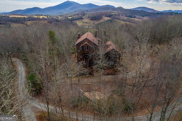 bird's eye view featuring a mountain view