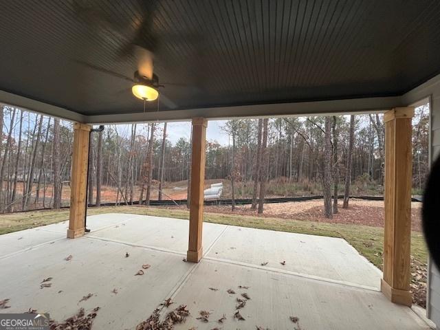 view of patio with ceiling fan