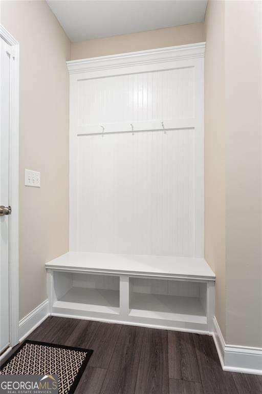 mudroom featuring dark hardwood / wood-style floors