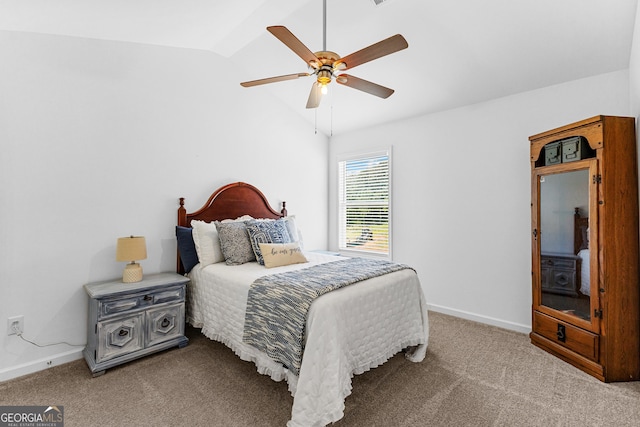 321 Brown Station Dr, Williamson, GA 30292 - carpeted bedroom with ceiling fan, baseboards, and lofted ceiling